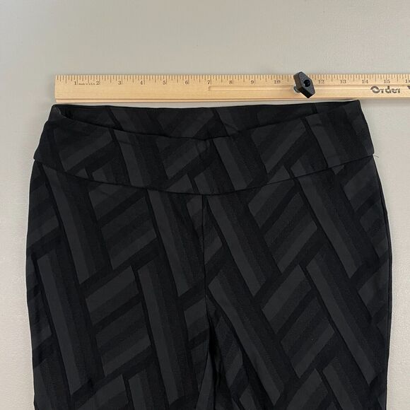 Soft Surroundings Crop Pants PS Black Geometric Notch Ankle Pull On Petite Small - Picture 6 of 13